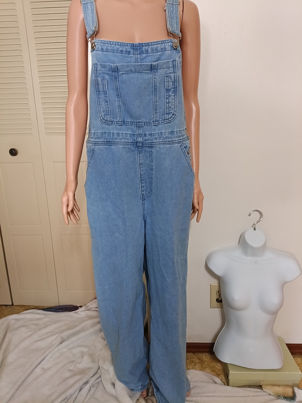 Fashion Nova Light Blue Denim Bib Overalls Jumpsuit